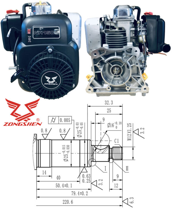 Variklis ZONGSHEN NH150H 149cc 4.0 Velenas