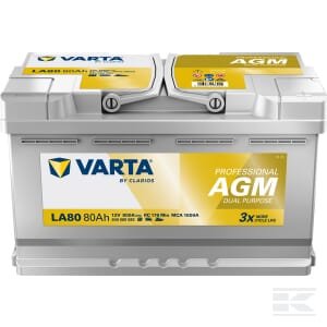 Akumuliatorius 12V 80Ah 800A LA80 VARTA Professional Dual Purpose AGM 840080080
