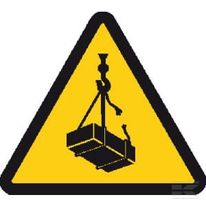 Įspėjamasis lipdukas „Pakeltas krovinys“, 50 x 50 mm, Brady WB250215