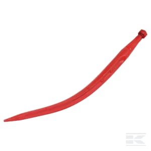 Krautuvo dantis, lenktas, dvigubo T profilio 37x770mm, smailus galas, su M22x1,5 veržle, raudonas 519377022