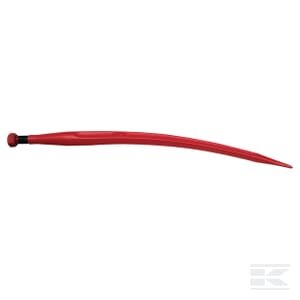 Krautuvo dantis, lenktas, dvigubo T profilio 37x660mm, smailus galas, su M22x1,5 veržle, raudonas 5192FT68N1