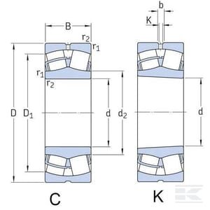Sferinis ritininis guolis 65x140x48mm SKF 750022313K