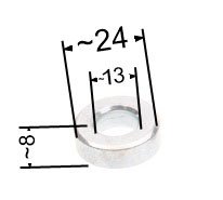Adapterio distancinė įvorė NAC aukštis 8 mm skersmuo 24 mm prekybinių vejapjovių