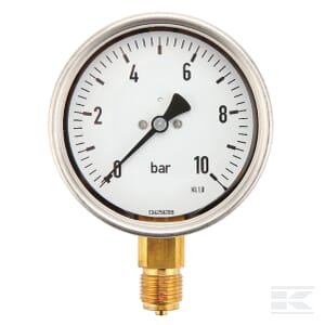 Manometras Ø100, 0–10 bar, 1/2" MA10010L08SS