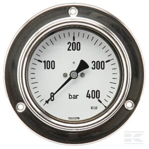 Manometras Ø100, 0–400 bar, 1/2", montuojamas į panelę MA100400P08SSGF