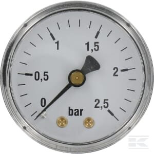Manometras Ø50, 0–2,5 bar, 1/4", plieninis MA50025B04ST