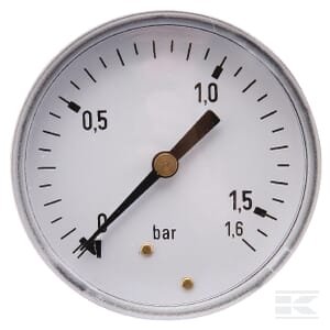 Manometras Ø63, 0–1,6 bar, 1/4", galinis pajungimas MA63016B04ST