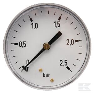 Manometras Ø63, 0–2,5 bar, 1/4", galinis pajungimas MA63025B04ST