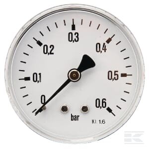 Manometras Ø63, 0–0,6 bar, 1/4", galinis pajungimas MA6306B04ST