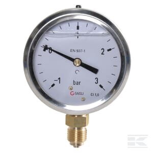 Manometras Ø63 -1–+3 bar 1/4" apatinis pajungimas MAV630130L04SSGF