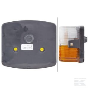 Posūkio ir gabaritinis žibintas RH 21W, kvadratinis, 12V, geltonas/skaidrus, tvirtinamas varžtais, 85x54x95mm, Hella 2BE003182101