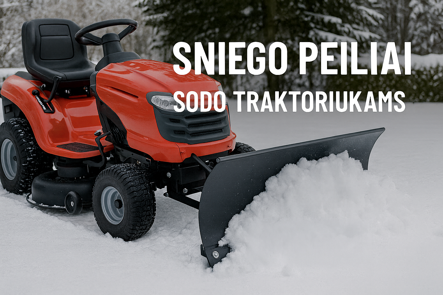Sniego peiliai sodo traktoriukams