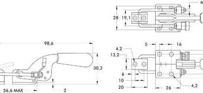 Traukimo tipo fiksuojamasis spaustuvas 323-M DE323M