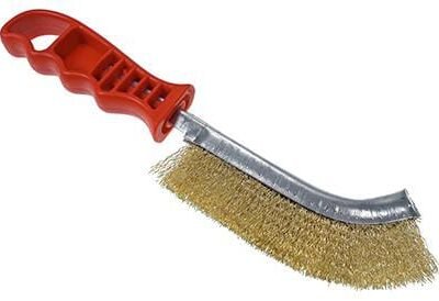 Plieninis vielinis šepetys su plastikine rankena VLC1079