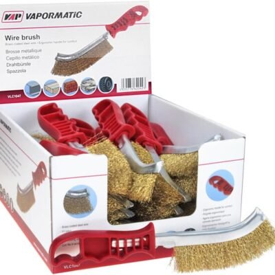 Plieninis vielinis šepetys su plastikine rankena, ekspozicinis VLC1047