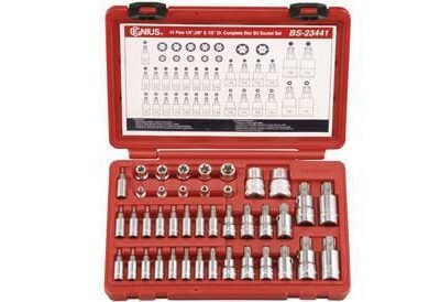 Torx® 1/4" + 3/8" + 1/2" galvučių ir raktų komplektas, 41 dalių VLA1610