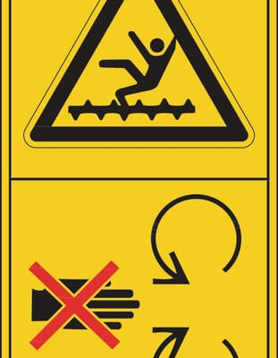 Saugos ženklas – įsitraukimo į mechanizmą pavojus 3 WB804012