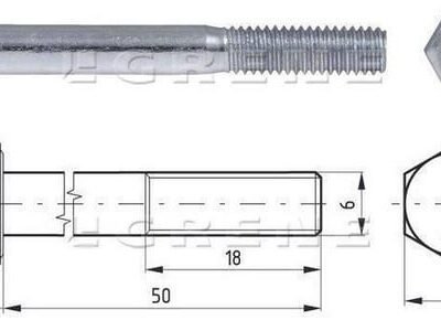 Pusiau srieginis varžtas 8.8, cinkuotas, 6x50 21006050