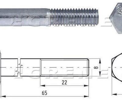 Pusiau srieginis varžtas 8.8, cinkuotas, 8x65 21008065
