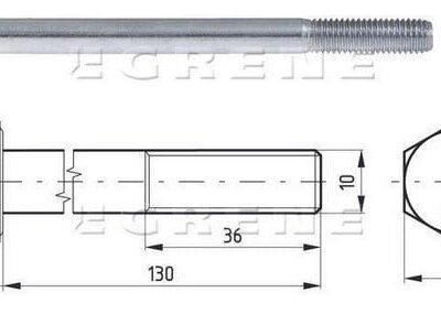 Pusiau srieginis varžtas 8.8, cinkuotas, 10x130 21010130