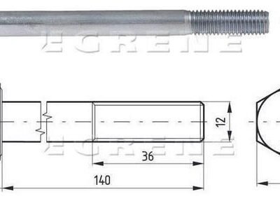 Pusiau srieginis varžtas 8.8, cinkuotas, 12x140 21012140