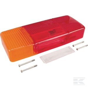 Galinės lempos stikliukas, raudonas/skaidrus/gintarinis, stačiakampis, kairė, Cobo 2256300