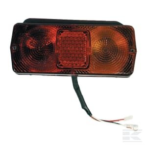 Galinė lempa RH, stačiakampė, 12V, raudona/geltona, tvirtinama varžtais, 184x76mm, 4-pin, Cobo 2369000