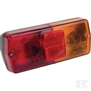 Galinė lempa, stačiakampė, 12V, raudona/geltona, tvirtinama varžtais, 184x76mm, AMP kištukas, Cobo 2430000