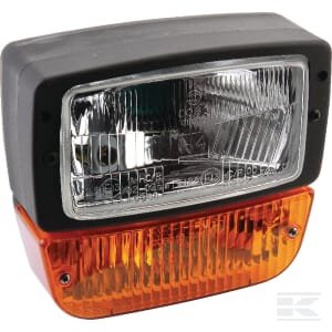 Priekinis žibintas kaitrinis/halogeninis, LH kvadratinis, geltonas/skaidrus, tvirtinamas varžtais, 184x167mm, Deutsch 6-pin, Cobo 5098200