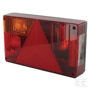 Galinė lempa LH, stačiakampė, 12V, geltona/raudona, tvirtinama varžtais, 238x52x138mm, AMP kištukas, Jokon 102070110