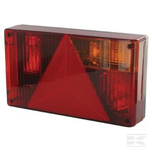 Galinė lempa RH, stačiakampė, 12V, geltona/raudona, tvirtinama varžtais, 238x52x138mm, AMP kištukas, Jokon 102070120