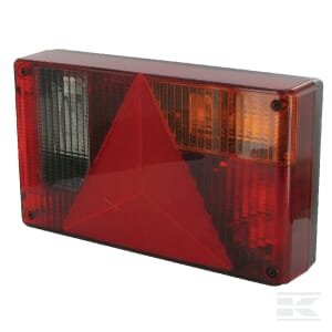 Galinė lempa RH, stačiakampė, 12V, geltona/raudona/skaidri, tvirtinama varžtais, 238x52x138mm, AMP kištukas, Jokon 102070140