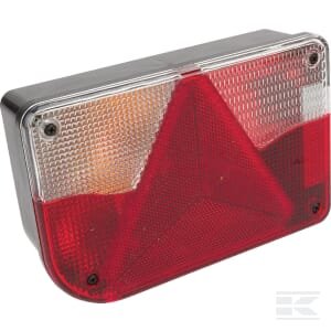 Galinė lempa LH (kairė), stačiakampė, 12V, raudona/skaidri/geltona, tvirtinama varžtais, 200x130mm, Jokon 102110110
