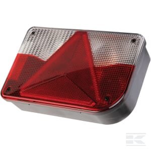 Galinė lempa RH (dešinė), stačiakampė, 12/24V, raudona/skaidri/geltona, tvirtinama varžtais, 200x55x130mm, Jokon 102110160