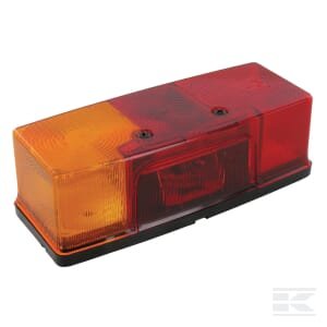 Galinė lempa LH, stačiakampė, 12V, raudona/geltona, tvirtinama varžtais, 158x51x64mm, Jokon 106014111