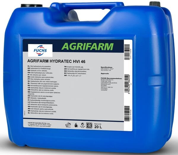 Hidraulinė alyva 20 l mineralinė ISO 46 Hydratech HVI Agrifarm Fuchs 1074330820 - Image 2