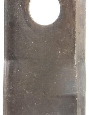 Kairysis šienapjovės peilis (LH), 97 × 48 × 4 mm, skylė Ø19 mm, tinka Kongskilde JF / Stoll, 25 vnt. pakuotė, 13800023KR