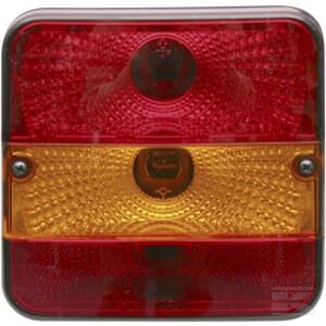 Galinė lempa, kvadratinė, 12/24V, geltona/raudona, tvirtinama varžtais, 140x140mm, Wesem 1400681400
