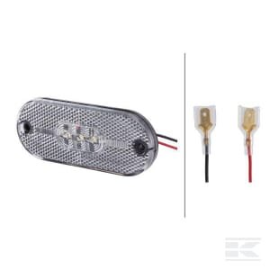 LED gabaritinis žibintas, stačiakampis, 24V, skaidrus, tvirtinamas varžtais, 108x10,5x44 mm, 5 LED, Hella ValueFit 2PG357009121