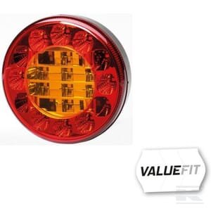 Galinė lempa LED, apvali, 10/30V, raudona/geltona, tvirtinama varžtais, Ø122mm, 24 LED, Hella ValueFit 2SD357027001