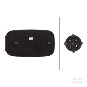 Galinė lempa LH, stačiakampė, 12V, raudona/oranžinė/balta, tvirtinama varžtais, 244x60x138mm, 5-pin, Hella 2VB998232011