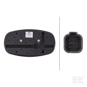 Galinė lempa LH, stačiakampė, 12V, raudona/balta/geltona, tvirtinama varžtais, 225x122 mm, Hella 2VP343640051