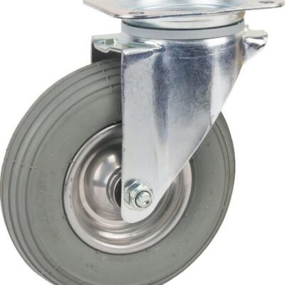 Pasukamas ratukas, Tente, guminis ratas, Ø 200x50 mm, plokštė 137x105mm, apkrova 75 kg – 3470DPR200P63