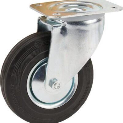 Pasukamas ratukas, Tente, guminis ratas, Ø 125x37 mm, plokštė 105x85mm, apkrova 100 kg – 3470DVJ125P62