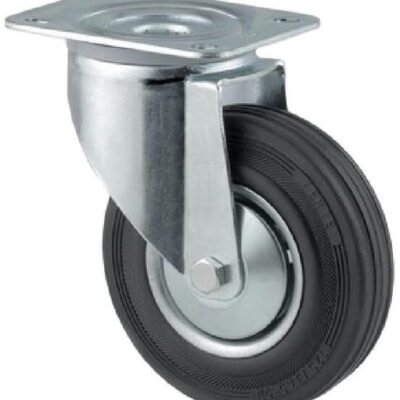 Pasukamas ratukas, Tente, guminis ratas, Ø 200x50 mm, plokštė 137x105mm, apkrova 205 kg – 3470DVR200P63