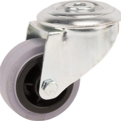 Pasukamas ratukas, Tente, guminis ratas, Ø 80x35 mm, su vieno varžto tvirtinimu, apkrova 70 kg – 3470PIR080P3013