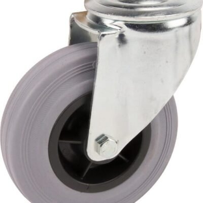 Pasukamas ratukas, Tente, guminis ratas, Ø 100x35 mm, su vieno varžto tvirtinimu, apkrova 75 kg – 3470PIR100P3013