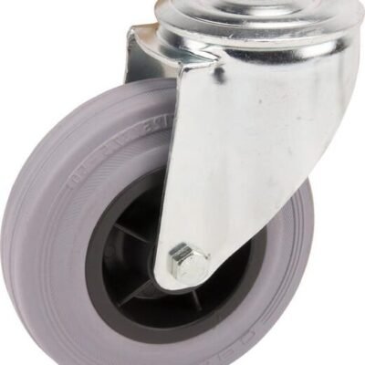 Pasukamas ratukas, Tente, guminis ratas, Ø 125x37 mm, su vieno varžto tvirtinimu, apkrova 100 kg – 3470PIR125P3013