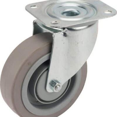 Pasukamas ratukas, Tente, guminis ratas, Ø 125x40 mm, plokštė 105x85mm, apkrova 250kg – 3470UFP125P62