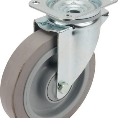 Pasukamas ratukas, Tente, guminis ratas, Ø 200x46 mm, plokštė 137x105mm, apkrova 400kg – 3470UFP200P63